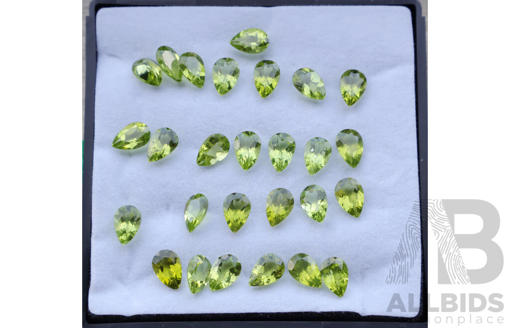 Peridot 40.55ct (30) Natural Untreated Pear Cut Gemstones