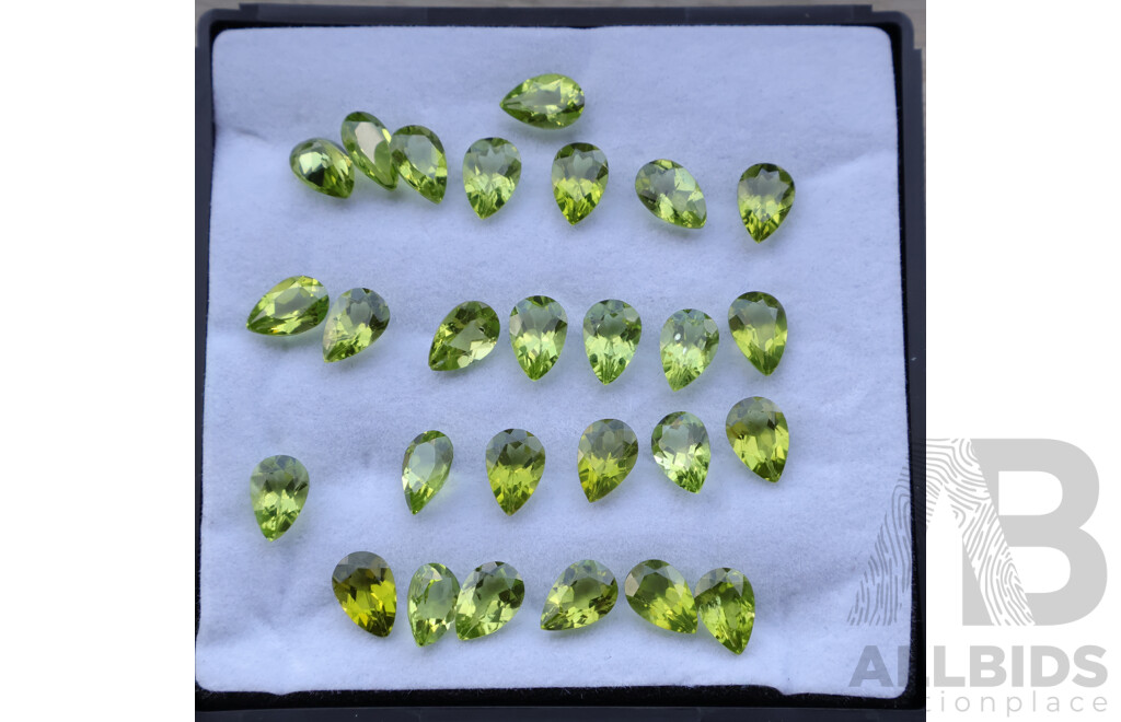 Peridot 40.55ct (30) Natural Untreated Pear Cut Gemstones