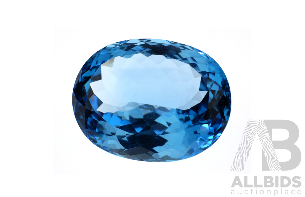 Oval Multi Faceted Vivid Mid Blue Topaz, 126cts (34 X 27 X 16.80mm)