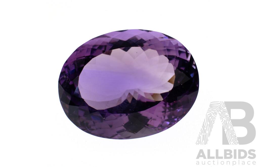 Oval Multi Faceted Natural Amethyst, Bright Mid Strong Purple, 42.30cts (25.80 X 20.03 X 14.22mm)