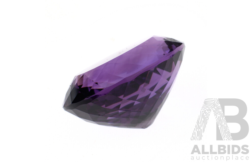 Oval Multi Faceted Natural Amethyst, Bright Mid Strong Purple, 42.30cts (25.80 X 20.03 X 14.22mm)