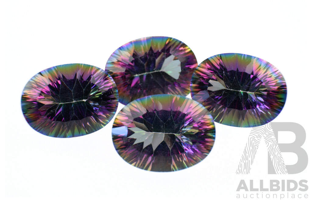 Four Oval Faceted Mystic Topaz, Each Approx 8.9ct