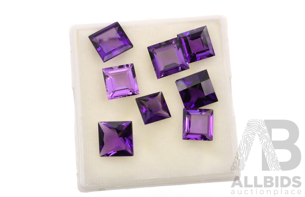 Amethyst (8) Unset Stones, Square Cut, Each Stone Weighs Between 4.40ct - 8.20ct Each