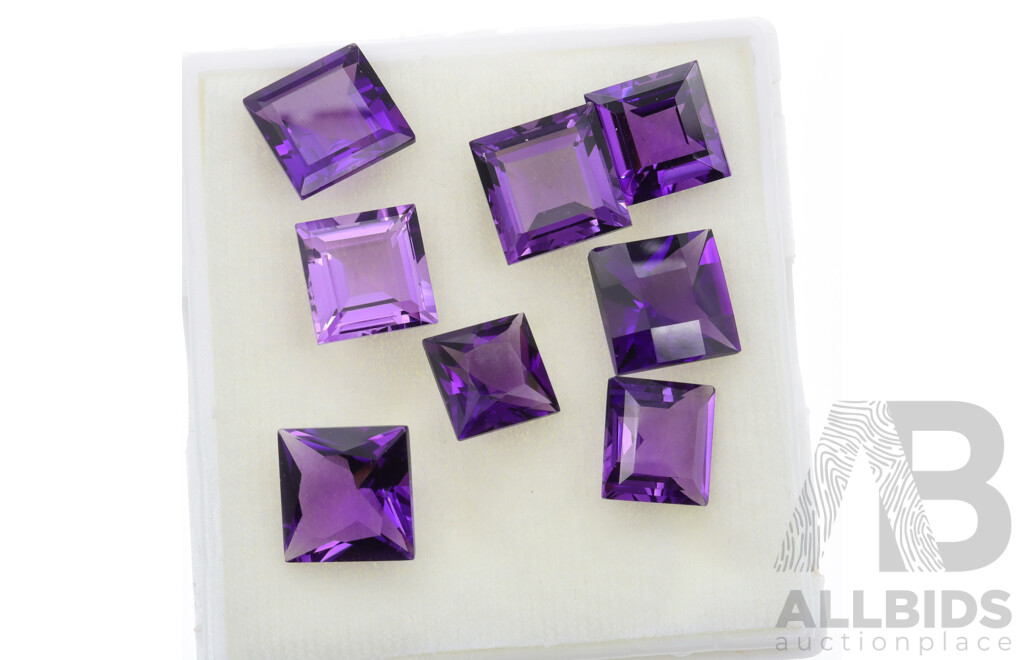 Amethyst (8) Unset Stones, Square Cut, Each Stone Weighs Between 4.40ct - 8.20ct Each