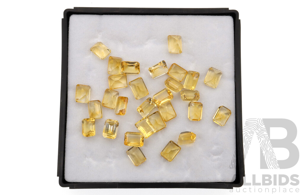 Citrine - (30) Natural Unset Gemstones, Emerald Cut, Ranging From 1.20ct - 1.60ct Each Stone