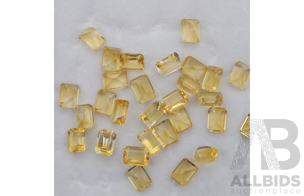 Citrine - (30) Natural Unset Gemstones, Emerald Cut, Ranging From 1.20ct - 1.60ct Each Stone