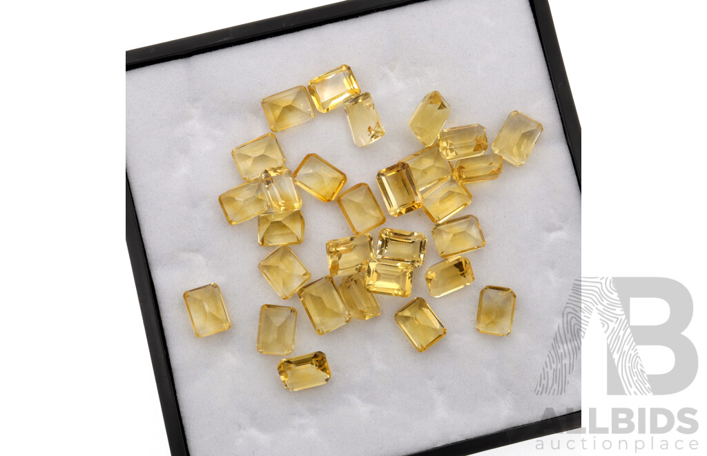 Citrine - (30) Natural Unset Gemstones, Emerald Cut, Ranging From 1.20ct - 1.60ct Each Stone