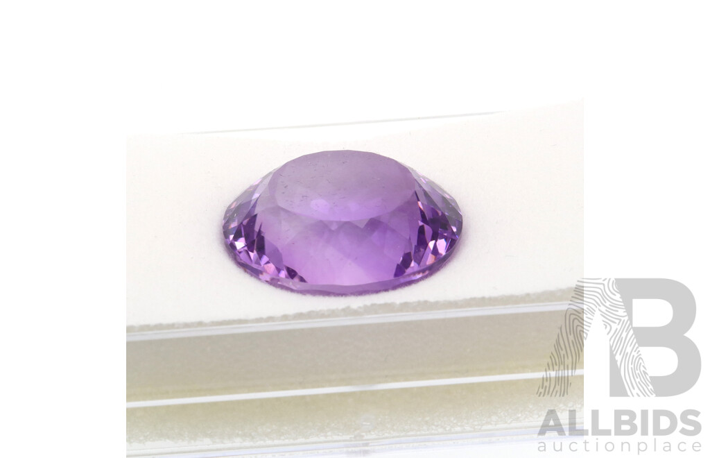 Amethyst - Natural Unset Round Cut Gemstone, 21.5mm Diameter X 15mm Depth, Weight 38.95ct