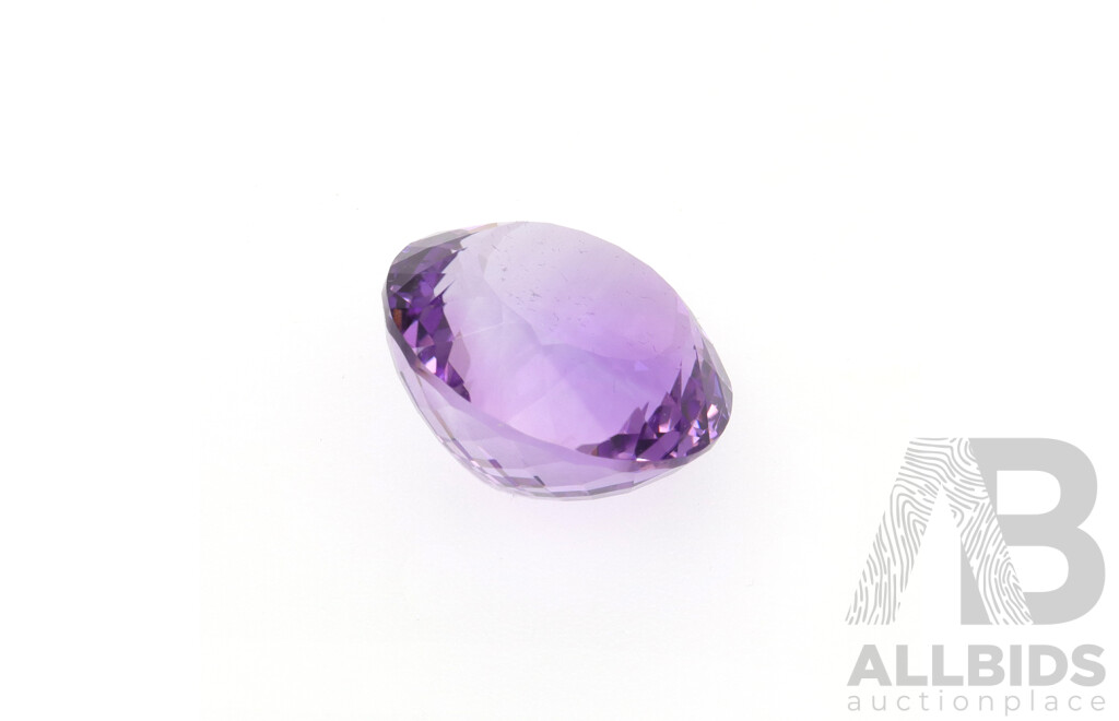 Amethyst - Natural Unset Round Cut Gemstone, 21.5mm Diameter X 15mm Depth, Weight 38.95ct