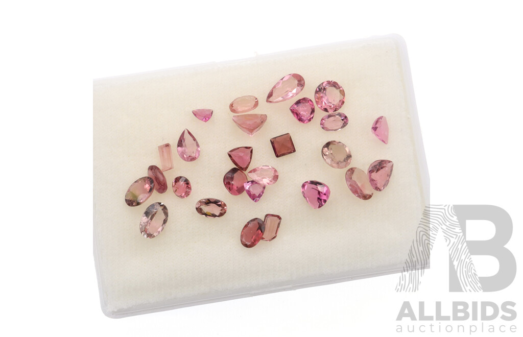 Pink Tourmaline - (26) Unset Faceted Stones in Various Cuts, Ranging From 0.19ct - 0.85ct Each Stone