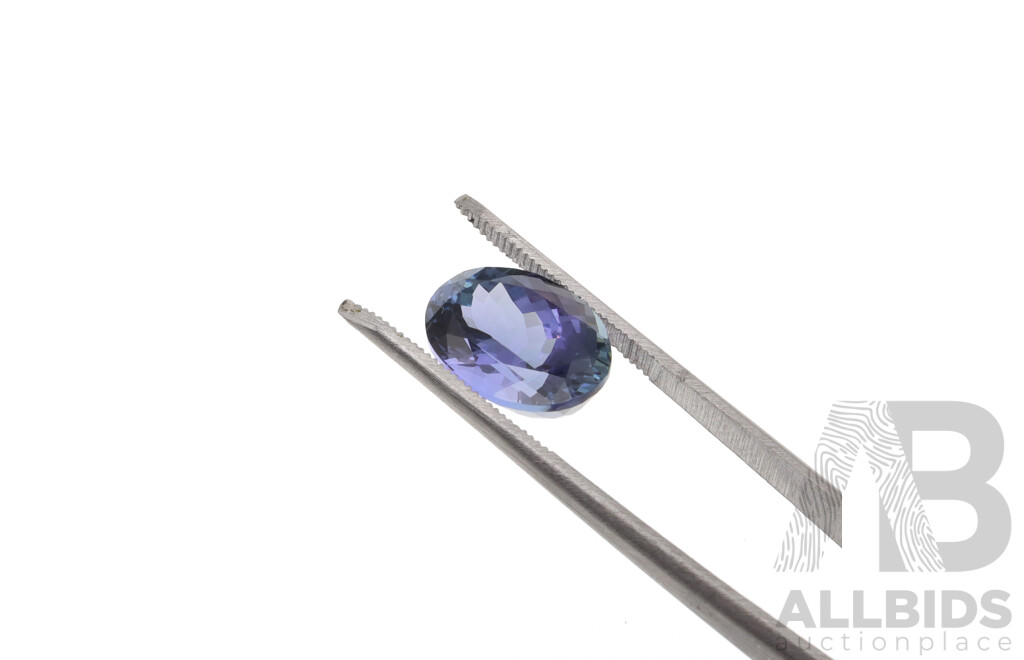 Tanzanite 5.33ct, Oval Cut Unset Gemstone, Purplish-blue in Colour