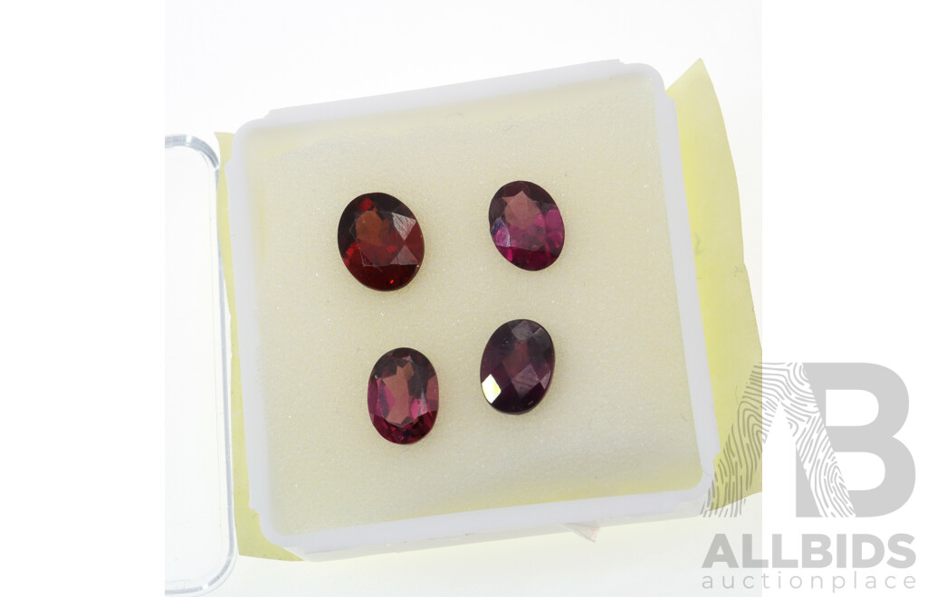 Grape Garnets (4) Natural Unset Gemstones, Oval Cut, Total 6.75ct