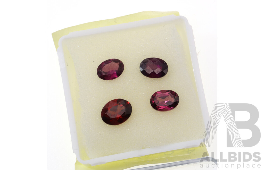 Grape Garnets (4) Natural Unset Gemstones, Oval Cut, Total 6.75ct