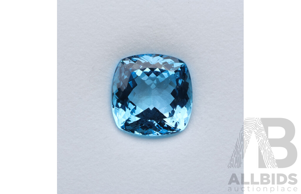 Swiss Blue Topaz 53.26ct, Faceted Cushion Cut Gemstone