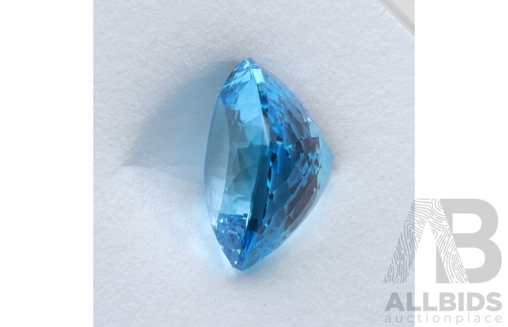 Swiss Blue Topaz 53.26ct, Faceted Cushion Cut Gemstone