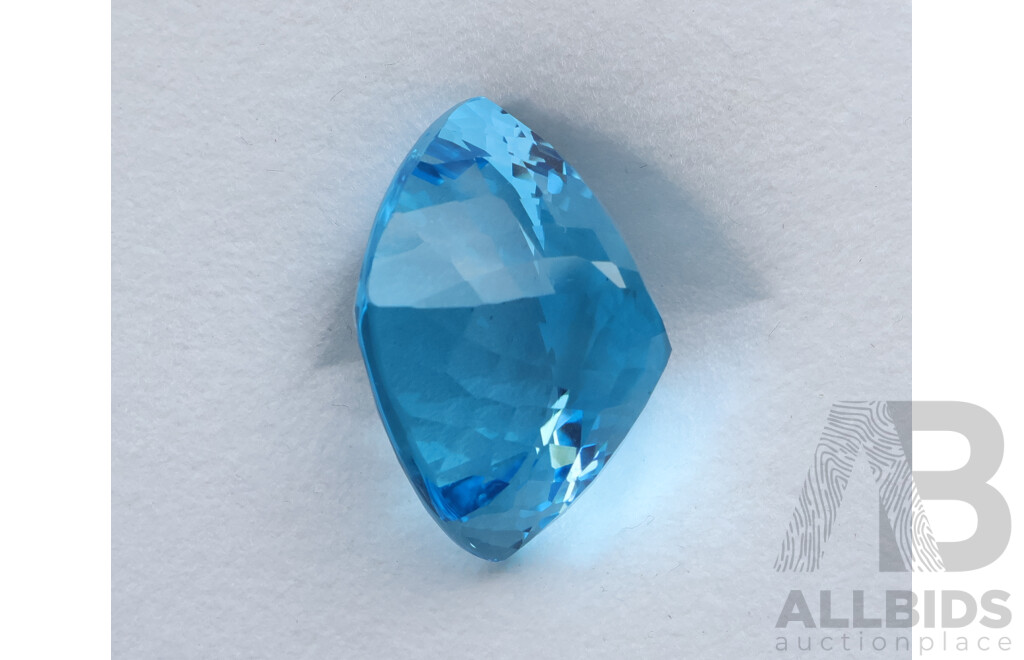 Swiss Blue Topaz 53.26ct, Faceted Cushion Cut Gemstone