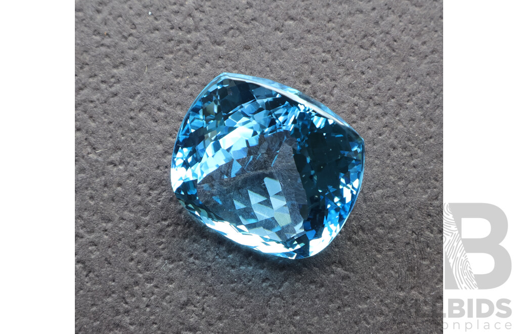 Swiss Blue Topaz 53.26ct, Faceted Cushion Cut Gemstone