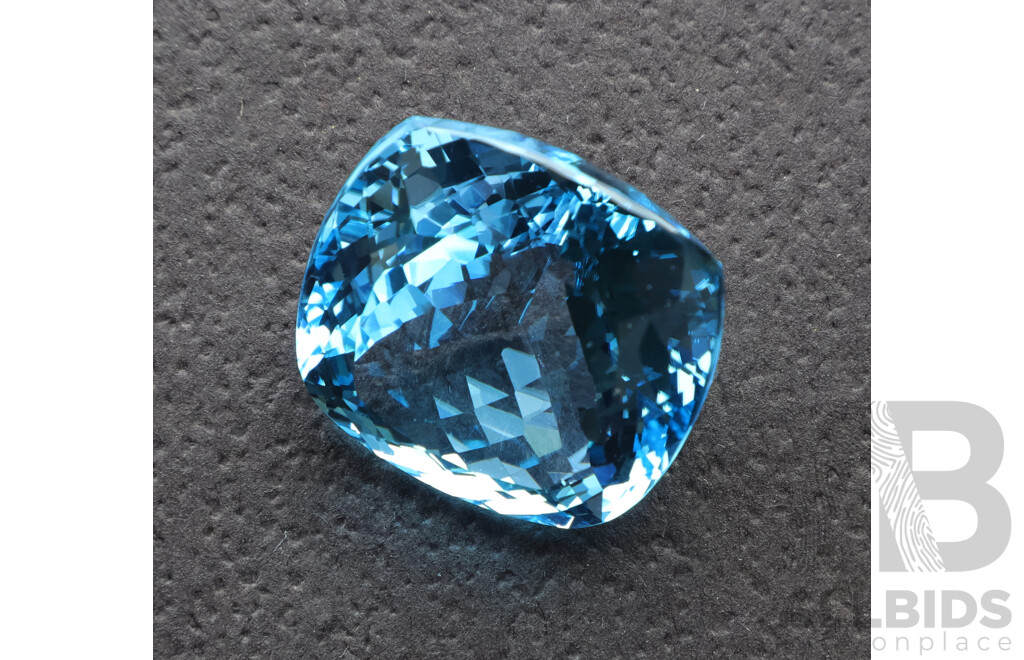 Swiss Blue Topaz 53.26ct, Faceted Cushion Cut Gemstone