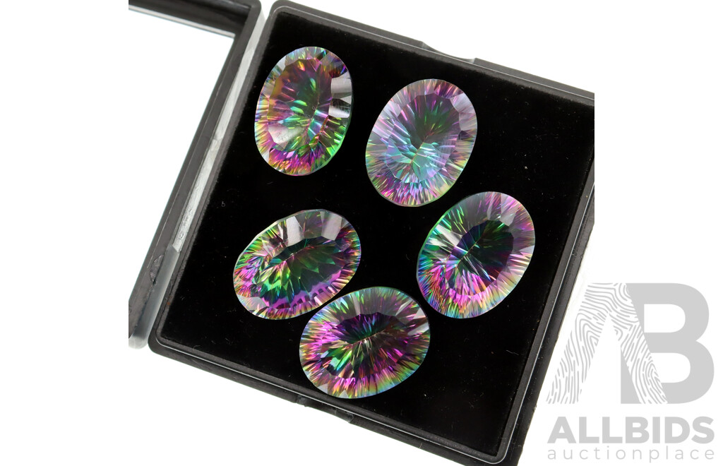 Mystic Topaz (5) Oval Cut Gemstones, 87.35ct