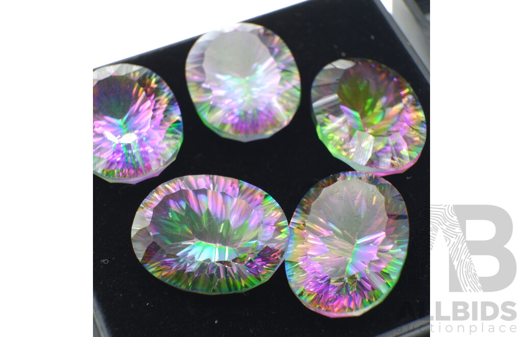 Mystic Topaz (5) Oval Cut Gemstones, 87.35ct