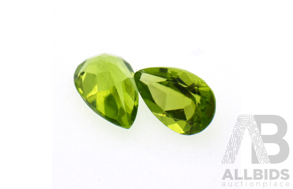 Peridot (10) Pear Cut Unset Gemstones, 15.20ct