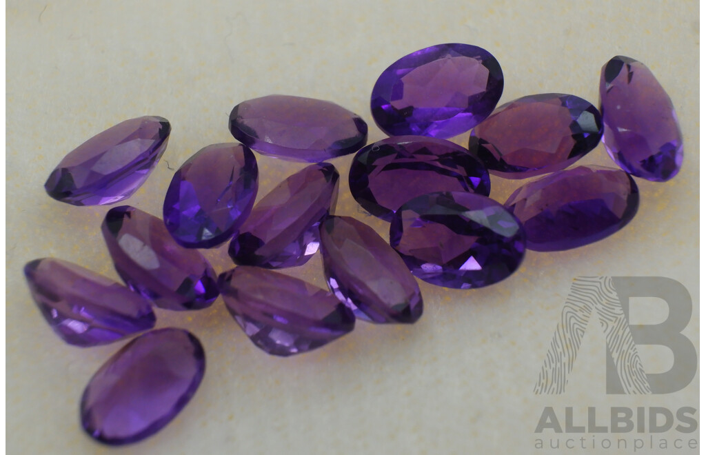 Amethyst (15) Oval Cut Natural Untreated Gemstones, 8.60ct Total