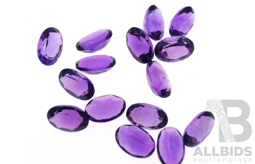 Amethyst (15) Oval Cut Natural Untreated Gemstones, 8.60ct Total