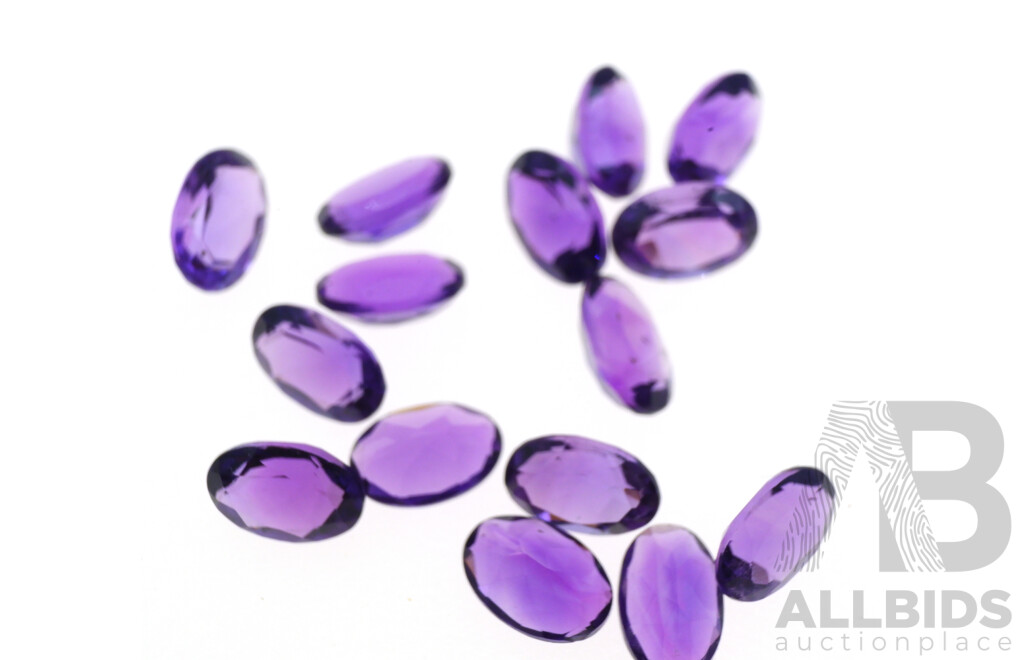 Amethyst (15) Oval Cut Natural Untreated Gemstones, 8.60ct Total