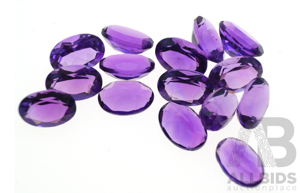 Amethyst (15) Oval Cut Natural Untreated Gemstones, 8.60ct Total