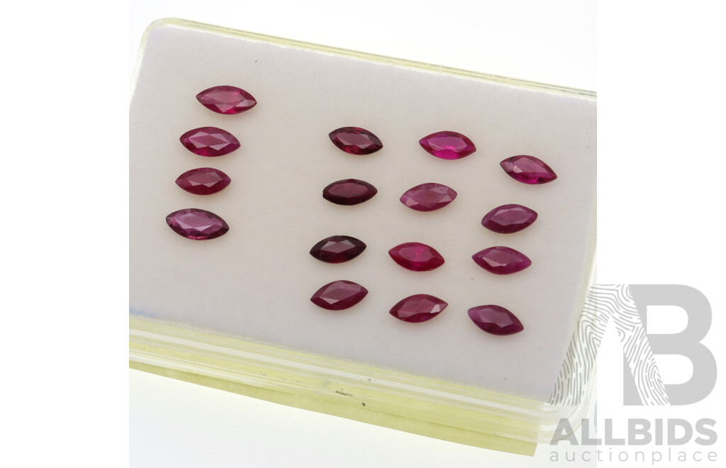 Rubies (16) Marquise Cut Natural Untreated Gemstones, Individual Stones 0.30ct-0.42ct Each