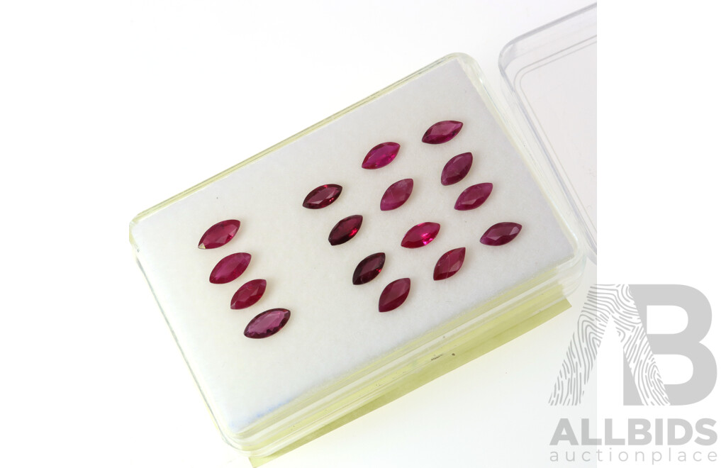 Rubies (16) Marquise Cut Natural Untreated Gemstones, Individual Stones 0.30ct-0.42ct Each