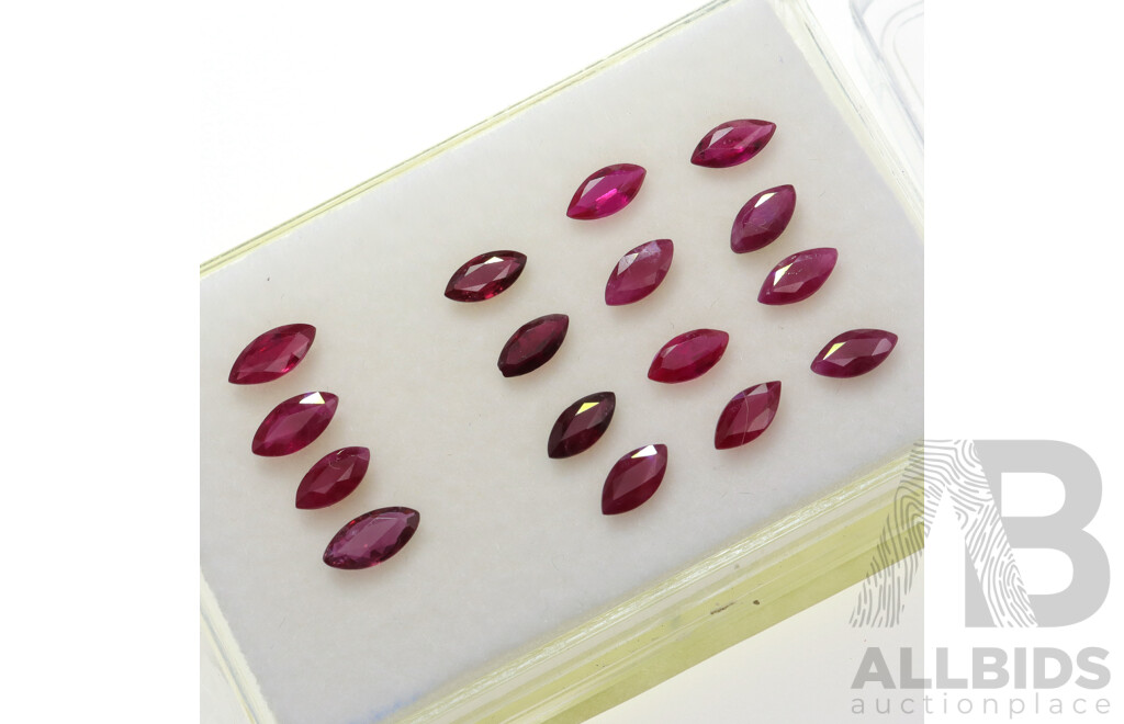 Rubies (16) Marquise Cut Natural Untreated Gemstones, Individual Stones 0.30ct-0.42ct Each