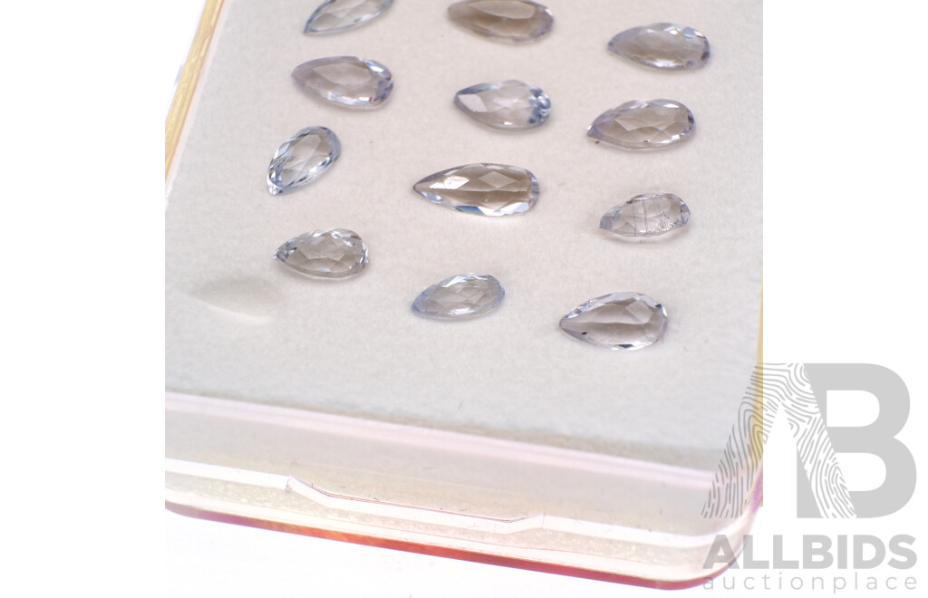 Aquamarine (21) Natural Pear Shaped Gemstones, Size Ranges From 0.22ct - 0.50ct Each