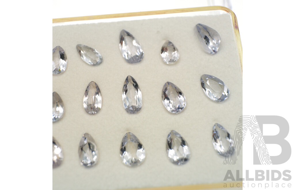 Aquamarine (21) Natural Pear Shaped Gemstones, Size Ranges From 0.22ct - 0.50ct Each