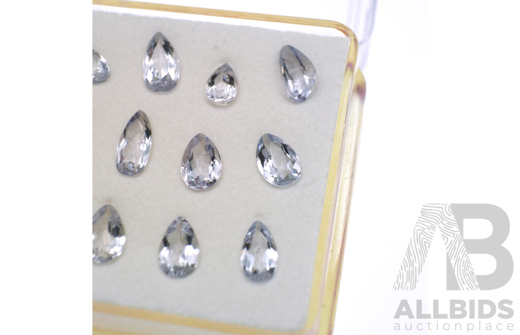 Aquamarine (21) Natural Pear Shaped Gemstones, Size Ranges From 0.22ct - 0.50ct Each