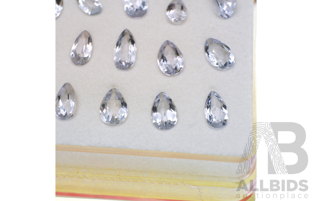 Aquamarine (21) Natural Pear Shaped Gemstones, Size Ranges From 0.22ct - 0.50ct Each