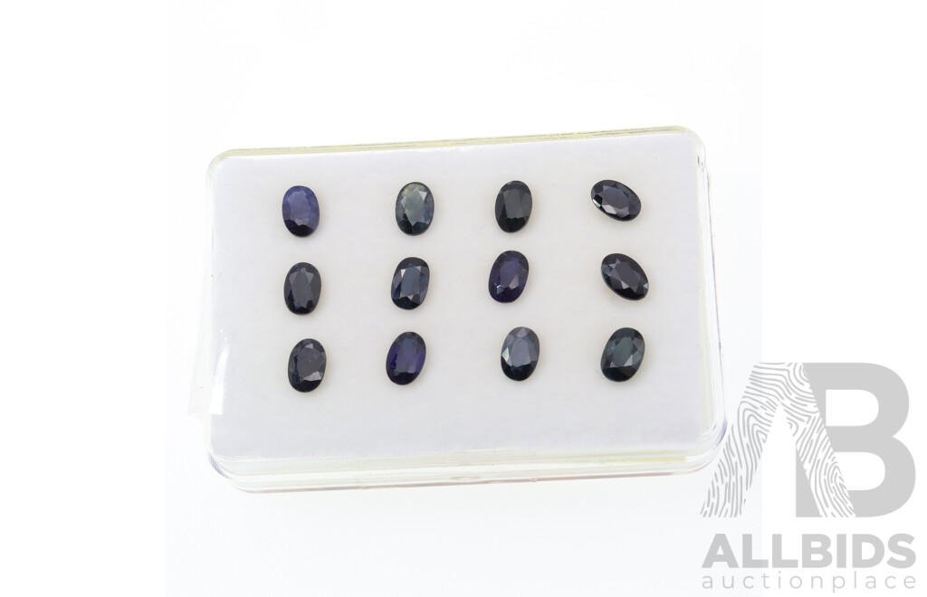 Australian Sapphires (12) Oval Cut, Untreated Mid - Dark Blue, Individual Stones 0.60ct - 0.63ct Each