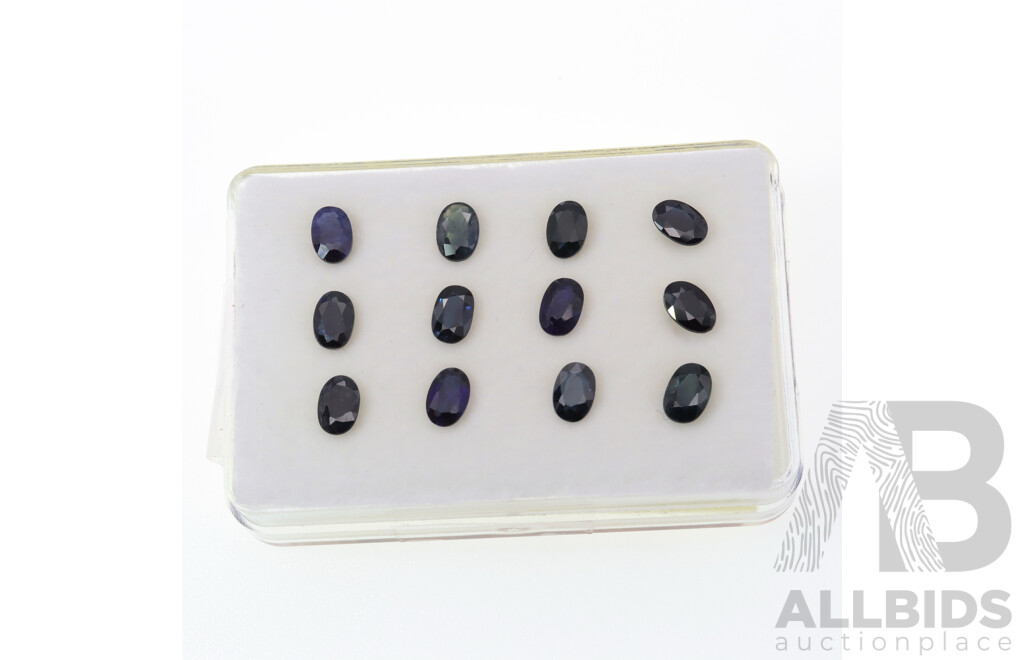 Australian Sapphires (12) Oval Cut, Untreated Mid - Dark Blue, Individual Stones 0.60ct - 0.63ct Each