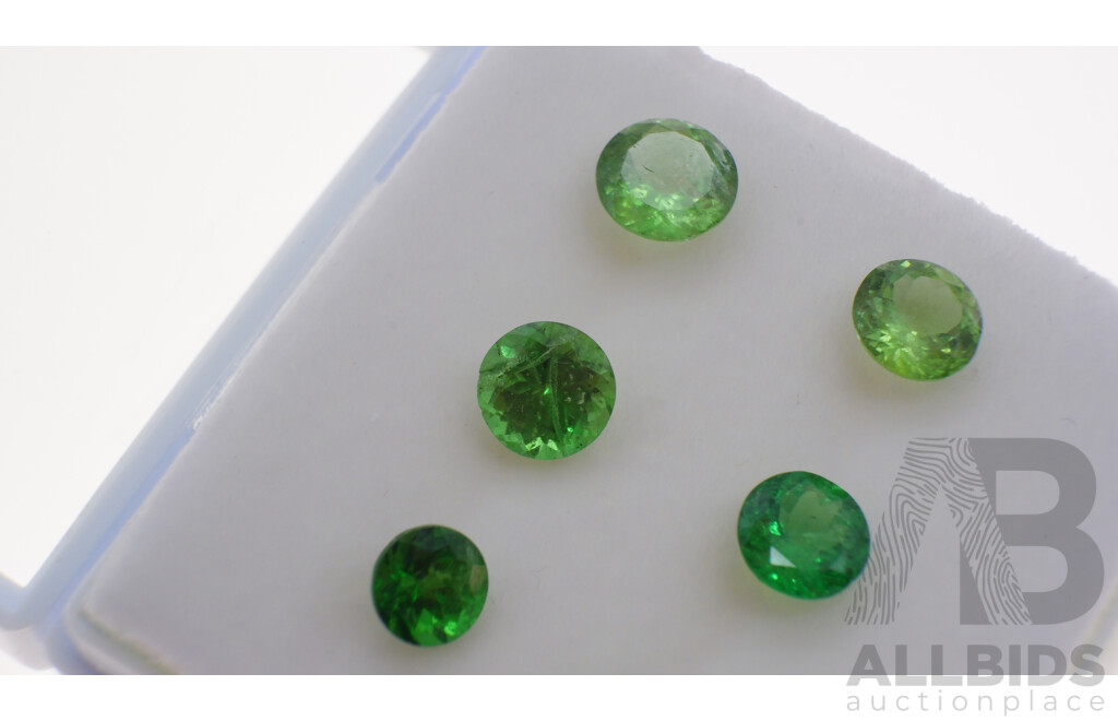 Tsavorite Garnet (6) Round Brilliant Cut Untreated Gemstones, Individual Stones 1.12ct-1.69ct Each