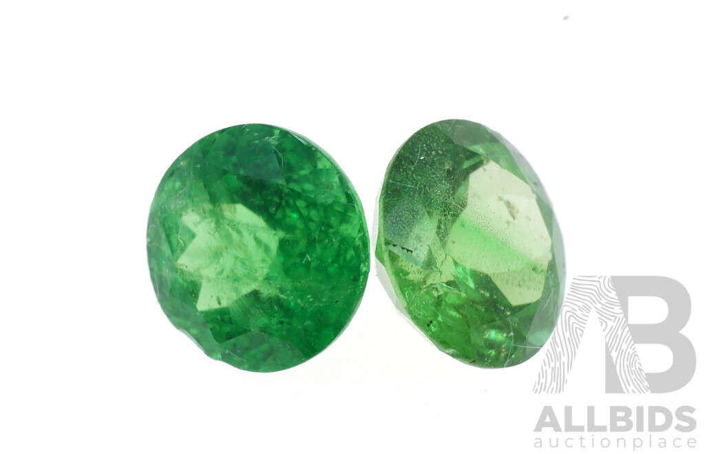 Tsavorite Garnet (6) Round Brilliant Cut Untreated Gemstones, Individual Stones 1.12ct-1.69ct Each