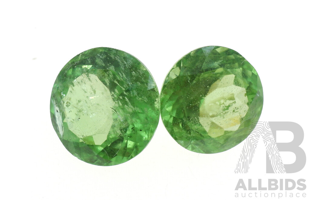 Tsavorite Garnet (6) Round Brilliant Cut Untreated Gemstones, Individual Stones 1.12ct-1.69ct Each