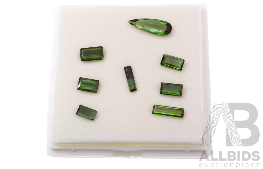 Green Tourmaline (8) Natural Untreated Gemstones in Various Cuts, 12.315ct