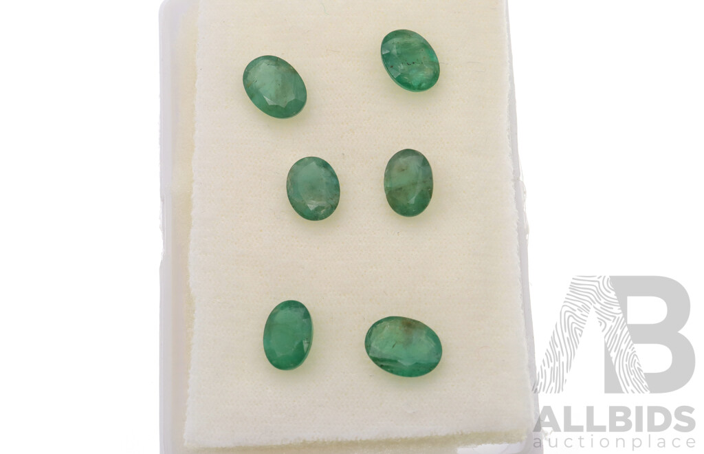 Emeralds (6) Treated Natural Oval Cut Gemstones, 9.43ct Total