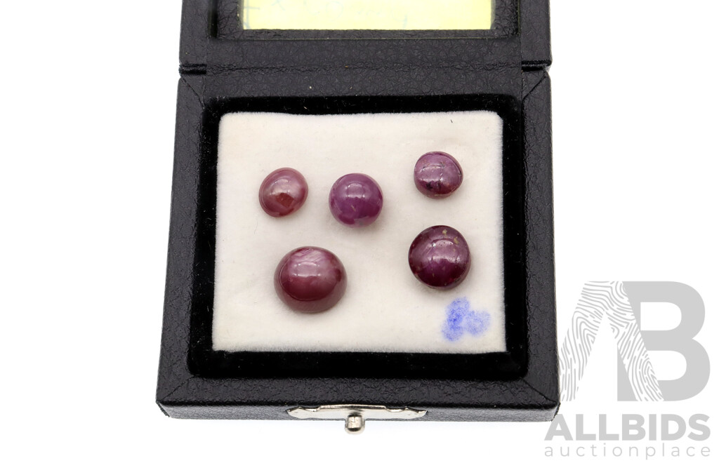 Star Ruby (5) Natural Untreated Cabochon Gemstones, Individual Size 1.75ct - 8.70ct Each