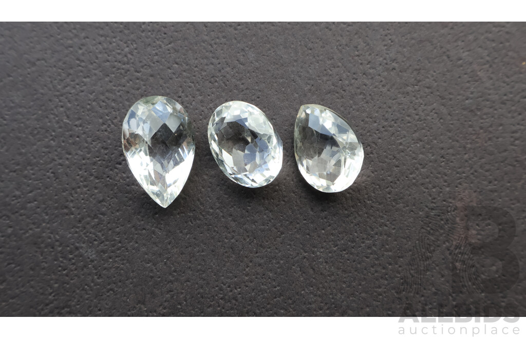 White (clear) Quartz (3) Pearl and Oval Shaped Gemstones, 20.4ct-26.34ct Each