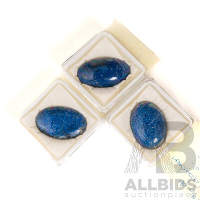 Lapis Lazuli (3) Oval Cabochons, 45.98ct, 43.96ct & 32.30ct Each