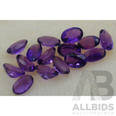 Amethyst (15) Oval Cut Natural Untreated Gemstones, 8.60ct Total