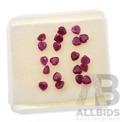 Rubies (20) Natural Untreated Heart Shaped Gemstones, Individual Size 0.20ct - 0.23ct Each