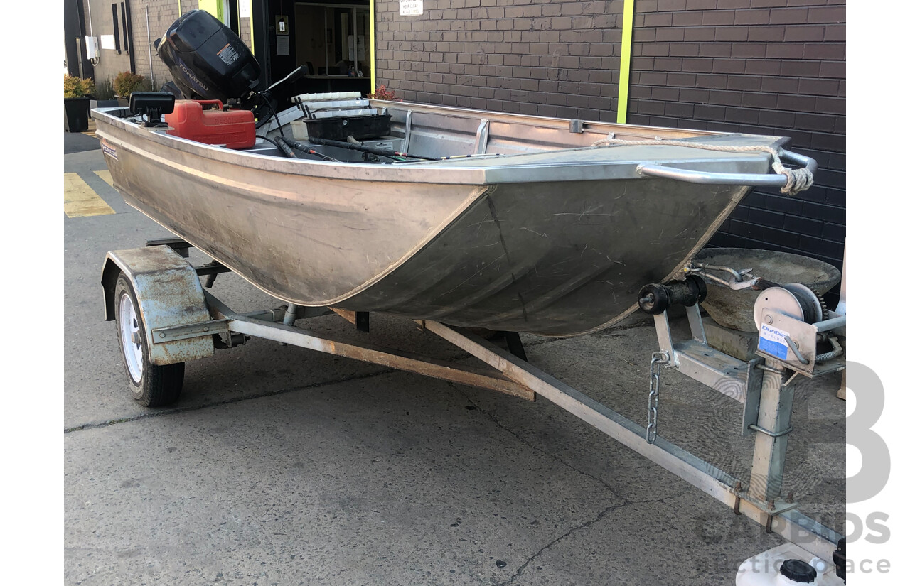 Horizon 12 Foot Aluminium Boat with 20hp Tohatsu Outboard Motor and Boat Trailer