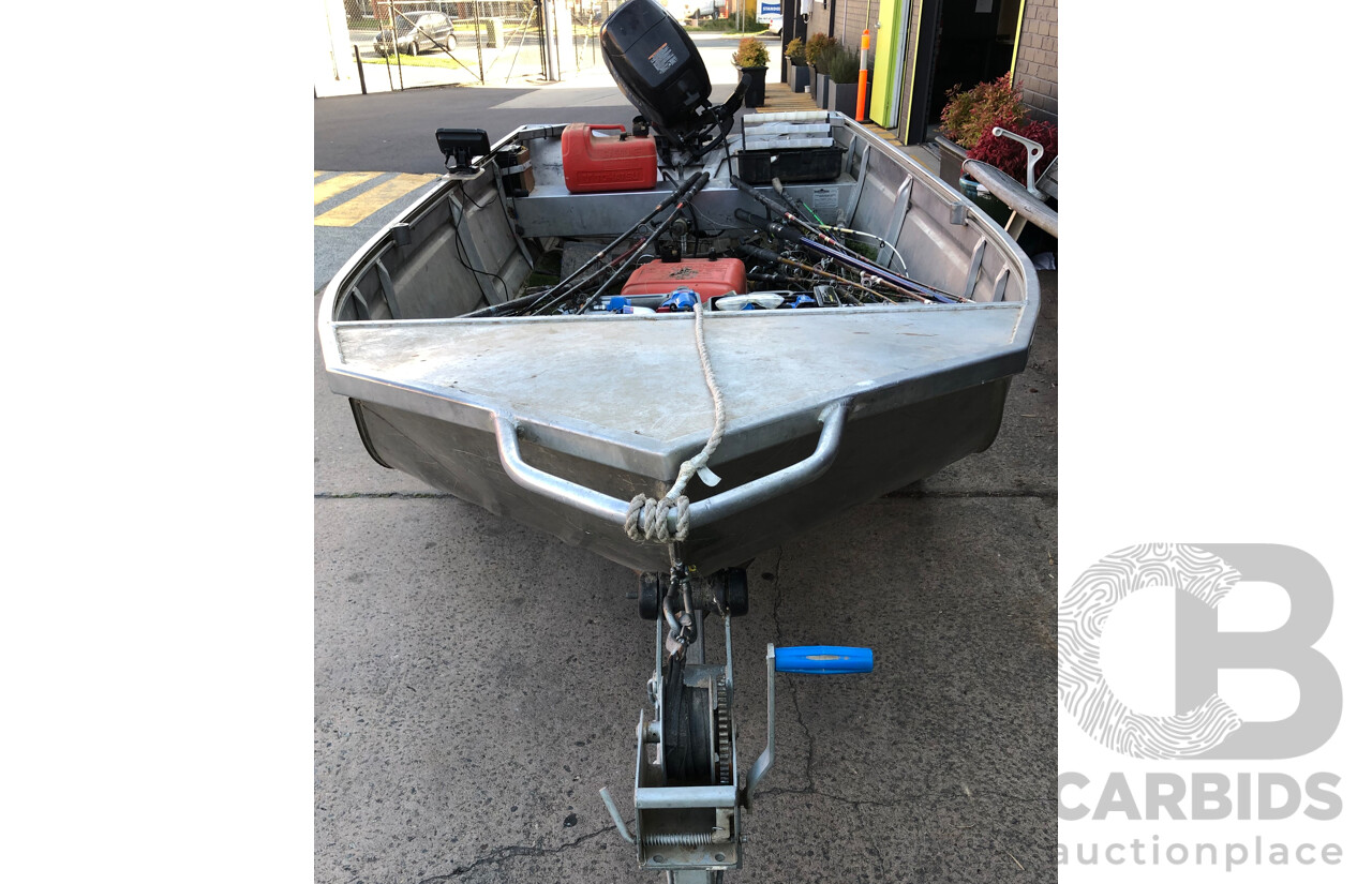 Horizon 12 Foot Aluminium Boat with 20hp Tohatsu Outboard Motor and Boat Trailer